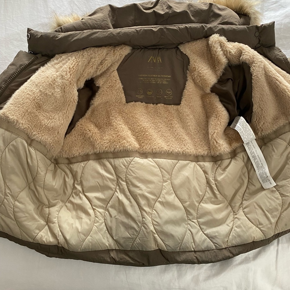ZARA kids winter down jacket unisex repellent brown 3-4 years (40.9 inches) - Picture 4 of 6